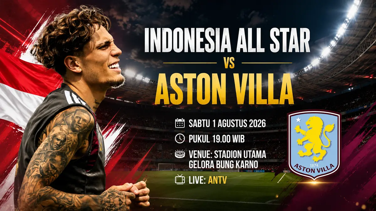 Alejandro Garnacho ikut dibawa Aston Villa dalam tur pramusim Indonesia 2026 untuk menghadapi Indonesia All Star di SUGBK. (IG@astonvilla/Diolah AI)