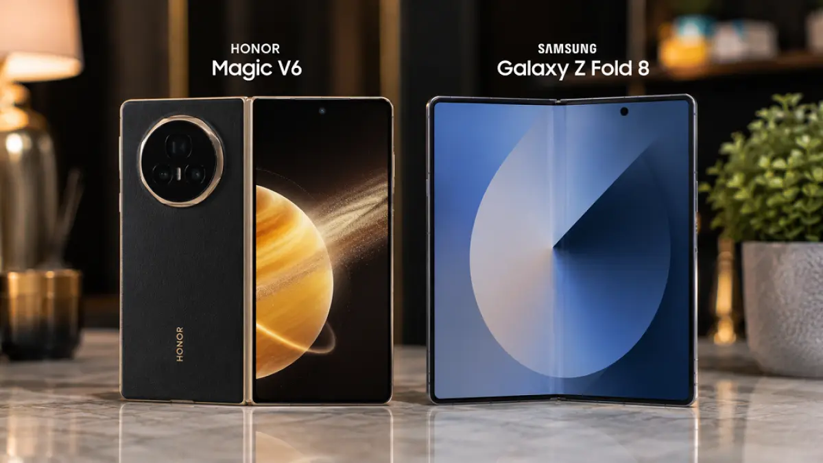 Honor Magic V6 dan Samsung Galaxy Z Fold8 bersaing di kelas smartphone lipat premium dengan keunggulan berbeda. (Ilustrasi)