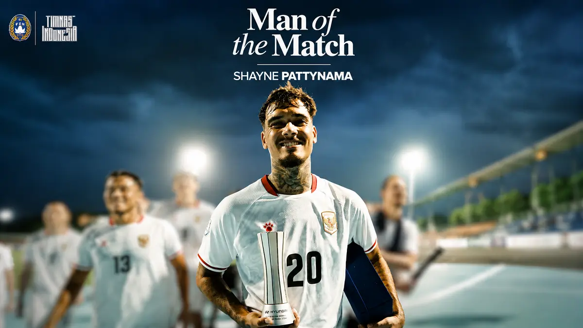Shayne Pattynama terpilih menjadi man of the match pertandingan grup A Piala AFF 2026 antara Timnas Timor Leste vs Timnas Indonesia. IG@timnasindonesia)