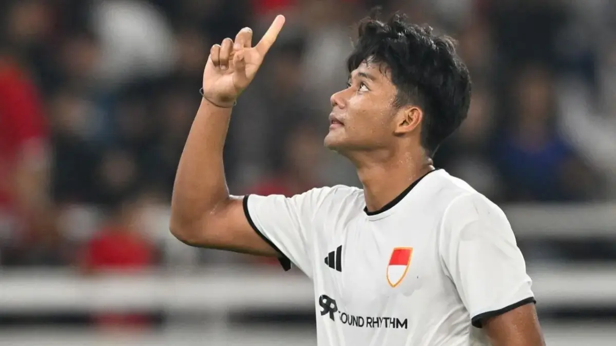 Arkhan Kaka melakukan selebrasi usai mencetak gol ke gawang Aston Villa di Stadion Utama Gelora Bung Karno, Senayan, Jakarta, Sabtu (1/8/2026). Aston Villa menang atas Indonesia All Stars dengan skor 3-1. (ANTARA FOTO/Fauzan)