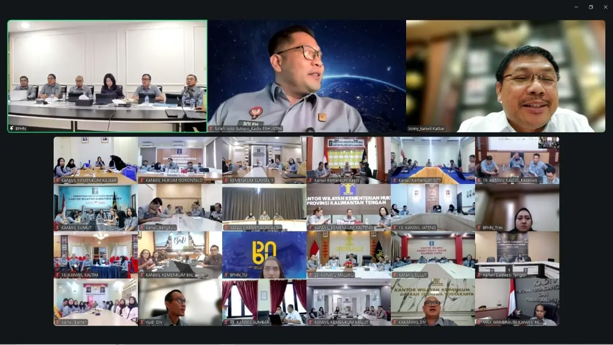 Kanwil Kemenkum Kalbar mengikuti Rapat Peningkatan Kinerja Kegiatan Pembinaan Hukum di Wilayah Semester I Tahun 2026 yang digelar BPHN secara virtual pada Selasa (4/8). (DOK KANWIL KEMENKUM KALBAR)