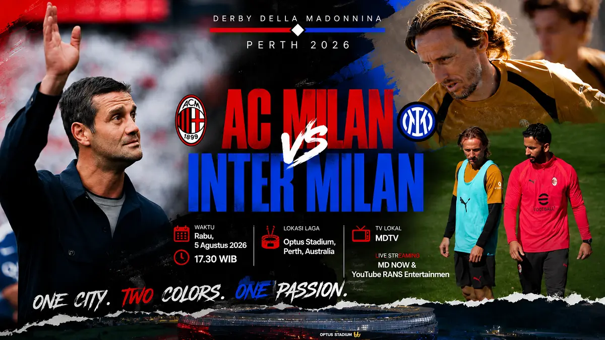 Derby della Madonnina di Perth menjadi ajang pembuktian AC Milan dan Inter Milan sebelum Serie A 2026–2027 dimulai. (Instagram/Diolah AI)