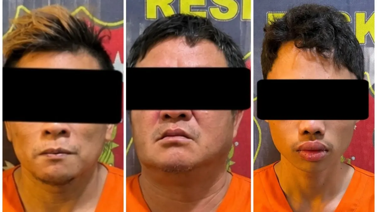 Tiga tersangka pelaku penembakan menggunakan senapan angin di Kelurahan Sedau yang menyebabkan korban tewas.(Humas Polri)