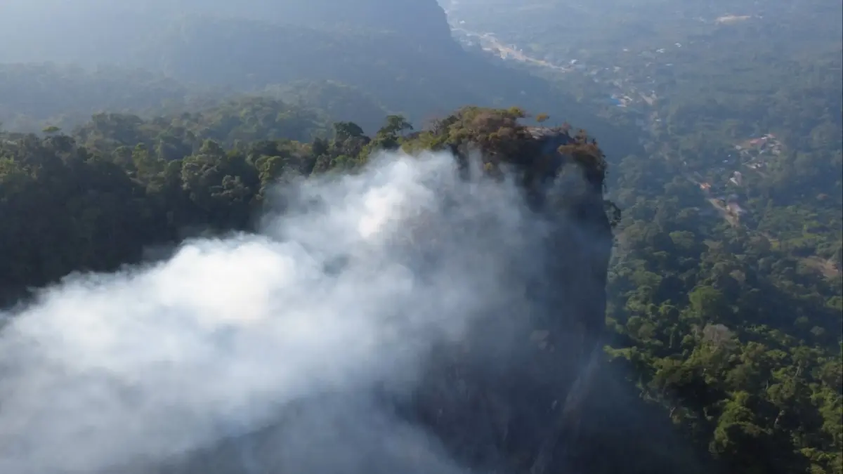 Bukit Kuri terbakar – Kobaran api dan kepulan asap masih menyelimuti kawasan wisata Bukit Kuri, Desa Sinar Puri, Kecamatan Sungai Laur, Kabupaten Ketapang, Kamis (6/8) siang. Kebakaran yang terus meluas mengancam destinasi wisata yang pernah masuk nominasi Anugerah Pesona Indonesia (API), sementara warga mendesak pemerintah segera menerjunkan helikopter water bombing untuk mempercepat pemadaman.