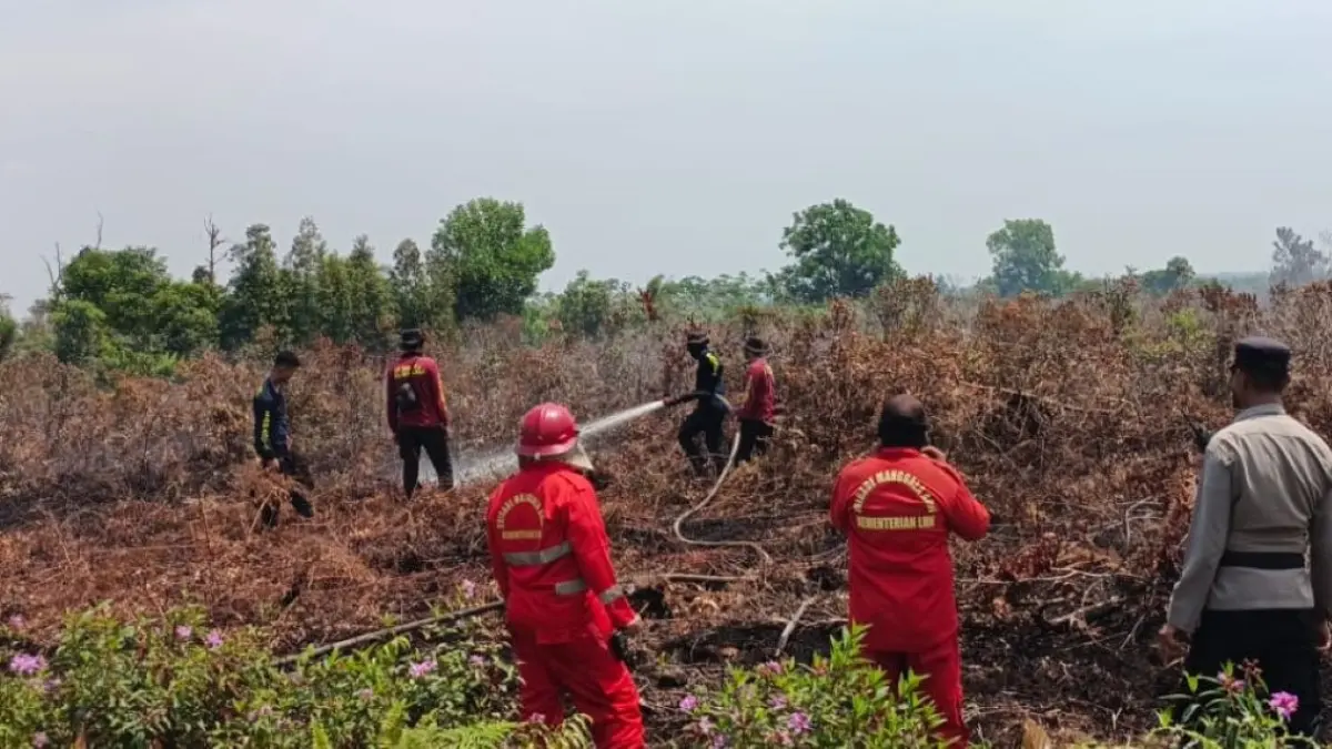Tim gabungan memastikan karhutla di Dusun Suap, Desa Pasir, Kecamatan Mempawah Hilir, Kabupaten Mempawah, telah padam, Kamis (6/8/2026). (Humas Polri) 