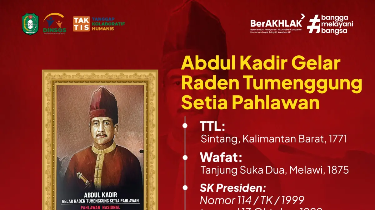 Abdul Kadir, pahlawan dari tanah Sintang dan rekam jejak bersejarahnya. (DOK PONTIANAK POST)   