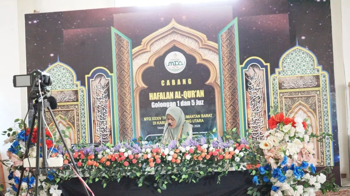 Salah satu peserta kafilah Pontianak bertanding di ajang MTQ ke-34 Kalbar di Sukadana. (Pemkot Pontianak)