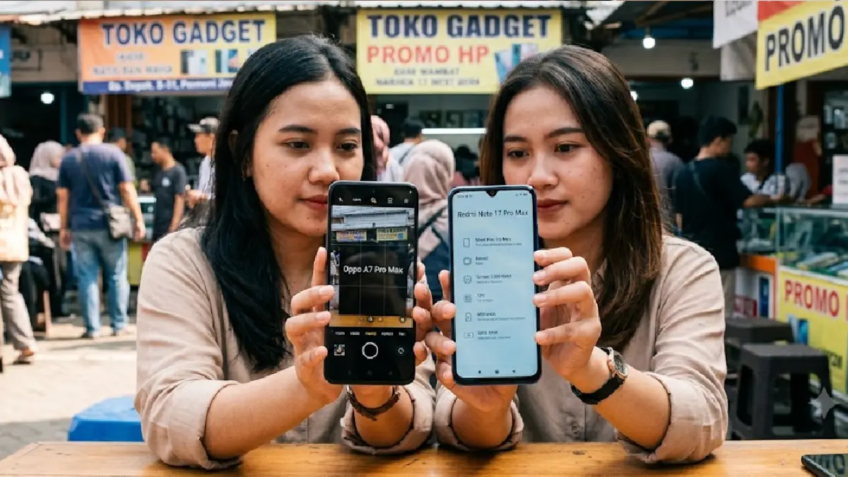 Oppo A7 Pro Max dan Redmi Note 17 Pro Max menawarkan spesifikasi kompetitif untuk bersaing di segmen smartphone kelas menengah.(Ilustrasi)