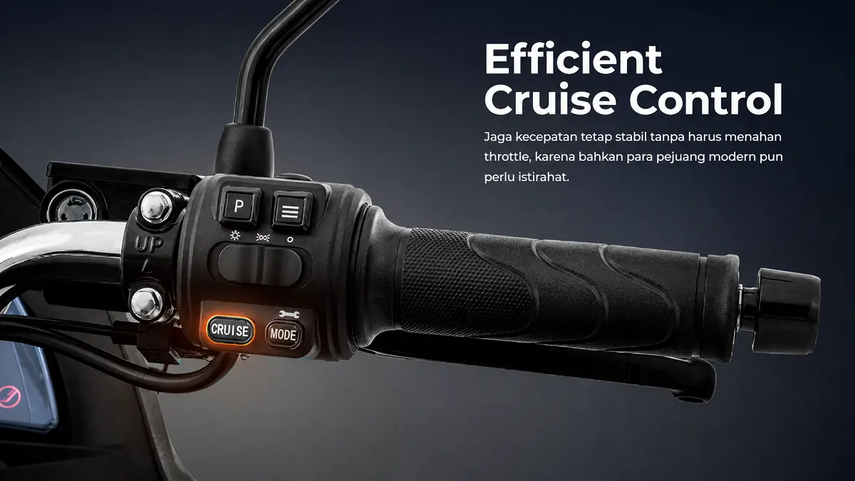 Efficient Cruise Control di motor Polytron Fox 350 untuk menjaga kecepatan tetap stabil tanpa harus menahan throttle,  (Dok.Polytron)