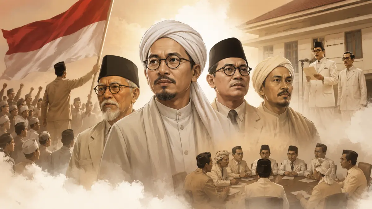 Ilustrasi peran ulama yang cukup besar dibalik kemerdekaan Indonesia. 