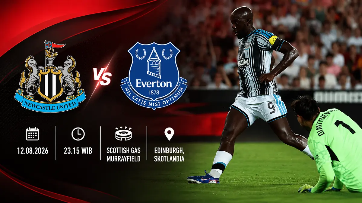 Newcastle United menghadapi Everton dalam laga pramusim di Edinburgh. (IG@nufc/diolah AI)