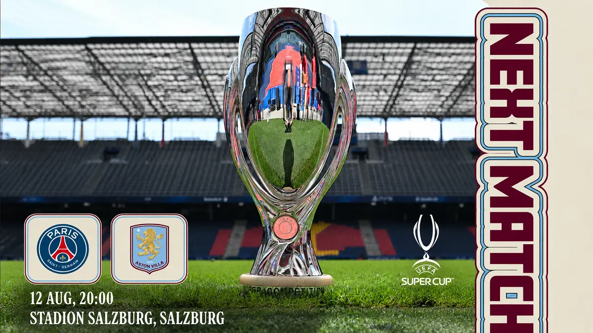PSG menghadapi Aston Villa pada UEFA Super Cup 2026 di Red Bull Arena, Salzburg. (IG@astonvilla)