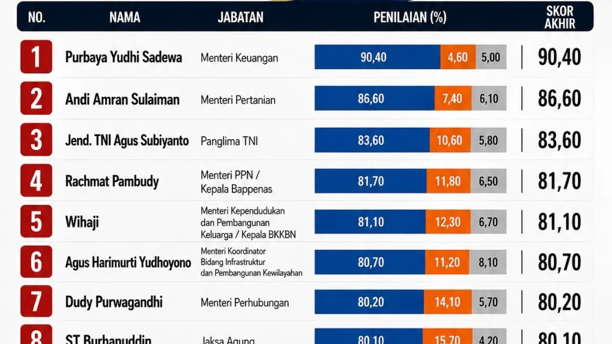 Peringkat 10 kinerja Kementerian RI