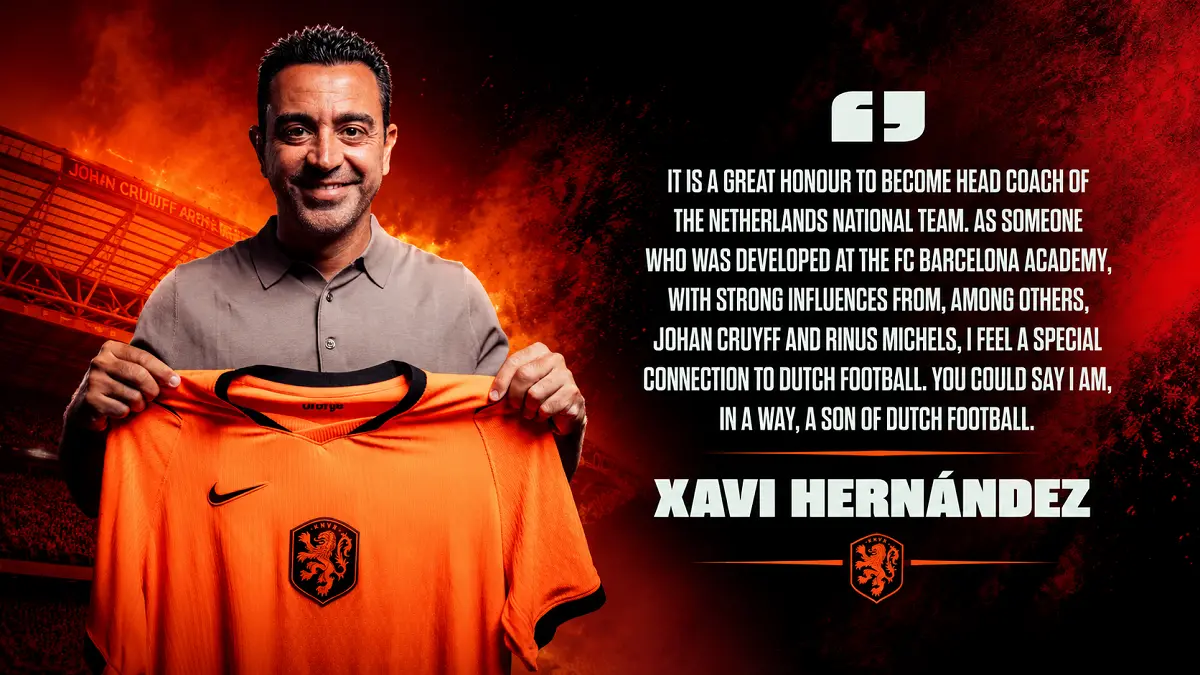 Xavi Hernandez resmi menjadi pelatih Timnas Belanda dan memutus tradisi 48 tahun tanpa pelatih asing. (IG@knvb/Diolah)
