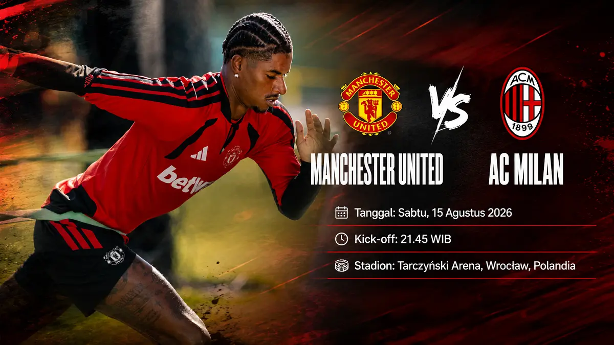 Manchester United menghadapi AC Milan pada laga terakhir pramusim di Tarczyński Arena, Wrocław. (IG@manutd/Diolah)