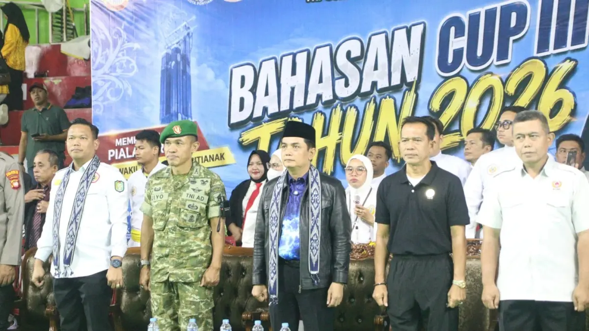Pembukaan Turnamen Pencak Silat Bahasan Cup III 2026 di GOR Kota Pontianak, Jalan Tabrani Ahmad, Jumat (14/8/2026). (ISTIMEWA)
