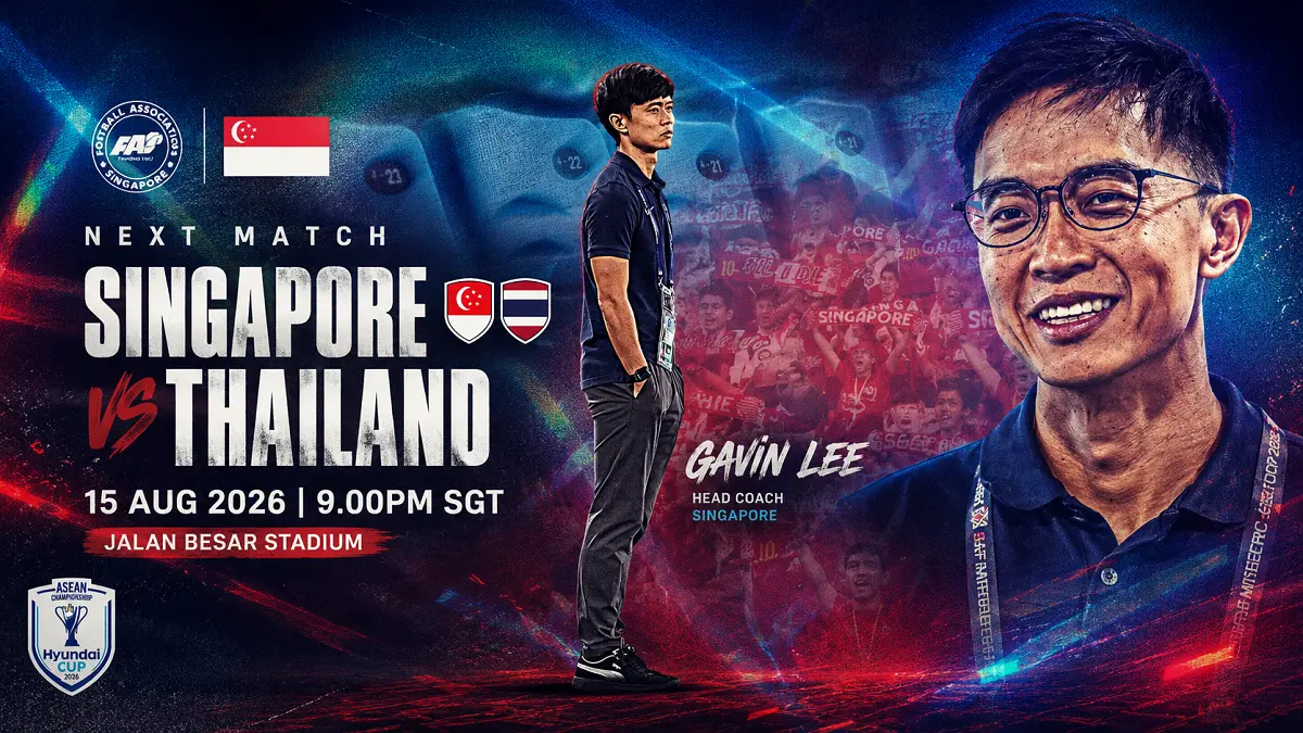 Thailand membidik kemenangan saat bertandang ke markas Singapura pada leg pertama semifinal Piala AFF 2026 di Stadion Jalan Besar, Sabtu (15/8/2026), (IG@fasingapore/Diolah)
