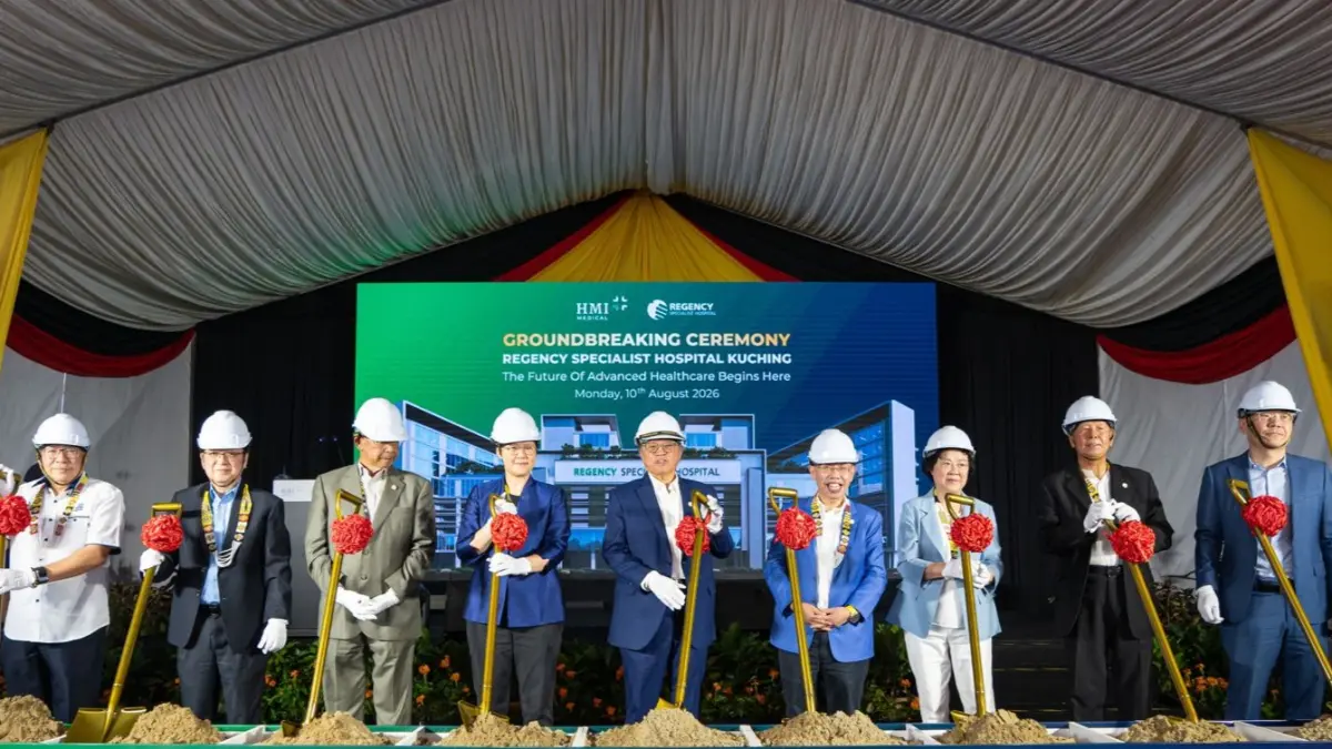 Groundbreaking pembangunan Regency Specialist Hospital Kuching di kawasan Northbank, Sarawak, Malaysia, yang ditargetkan beroperasi pada 2029.