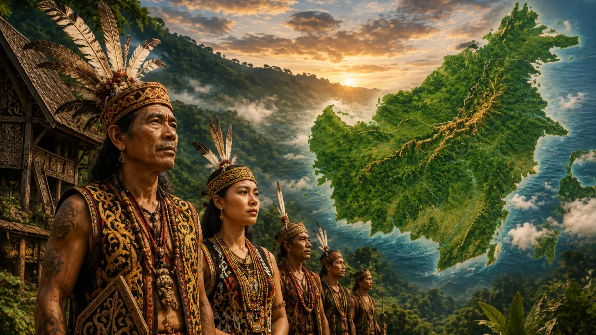 Ilustrasi semangat Dayak yang kembali berhembus di Kalimantan. 