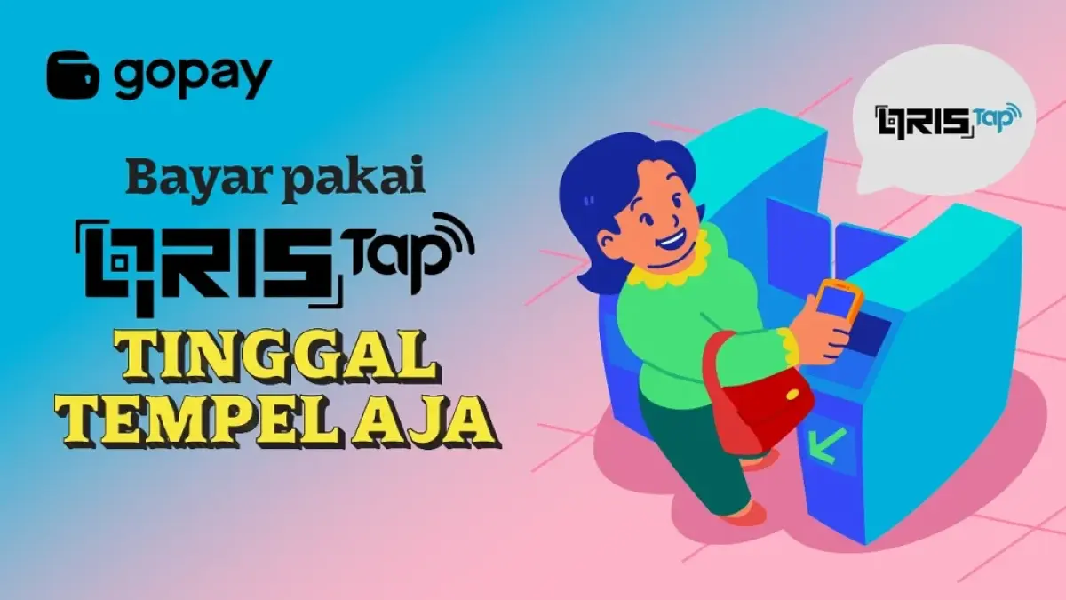 QRIS Tap GoPay memungkinkan pengguna membayar transportasi umum dengan menempelkan ponsel berfitur NFC pada mesin pembayaran.