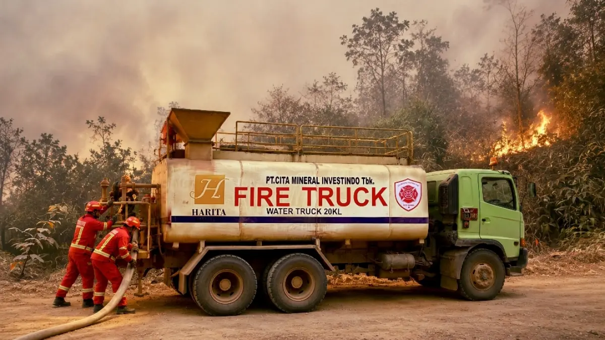 Tim dan unit mobil damkar CMI bersiaga untuk mendukung pemadaman karhutla di wilayah operasional Sandai, Ketapang, Kalimantan Barat.