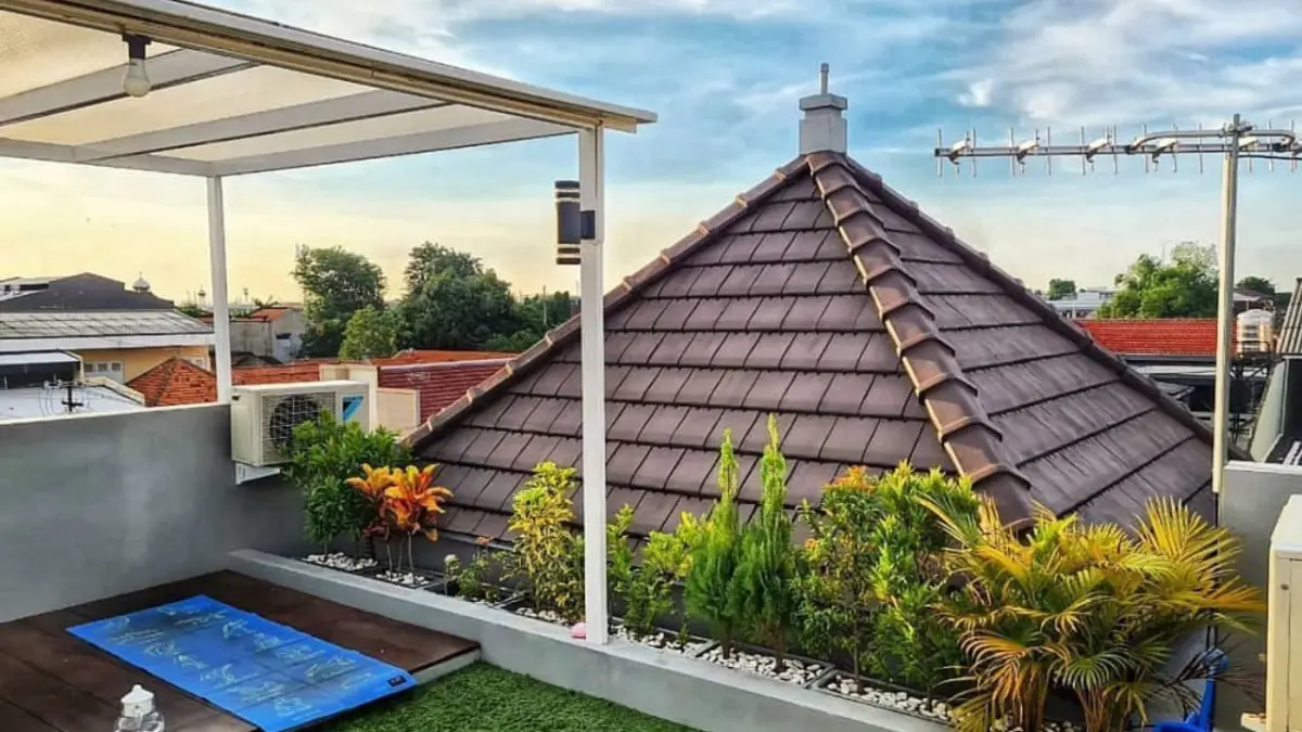 Ilustrasi taman di rooftop. 