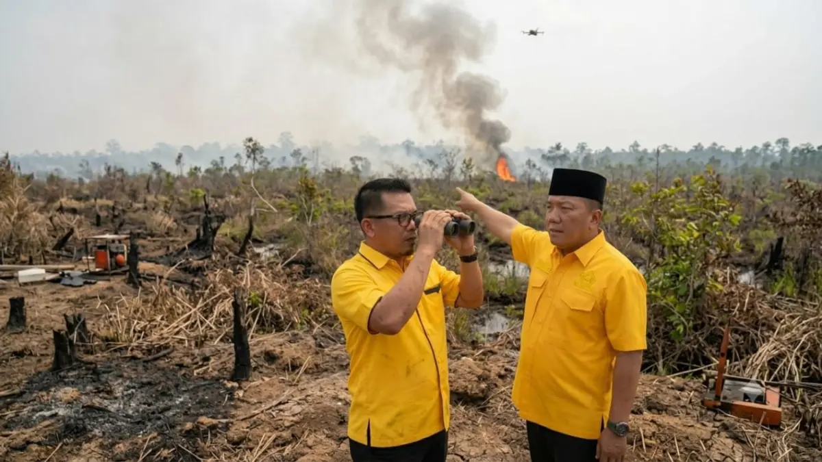 Ketua Fraksi Golkar DPRD Kubu Raya, Tommy Hermansyah, bersama Wakil Ketua Fraksi Golkar DPRD Kubu Raya, Ahmad, mewakili fraksi menyampaikan ucapan terima kasih terhadap kunjungan presiden RI, Prabowo Subianto terkait penanganan Karhutla di Kalbar, Sabtu(22/8).