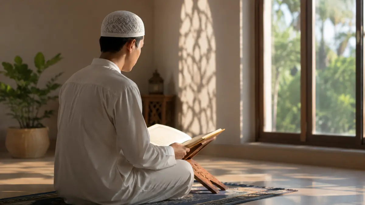 Membaca Alquran, menjadi salah satu dari lima cara menemukan ketenangan dalam konsep healing ala Rasulullah Shallallahu’alaihi Wassalam.