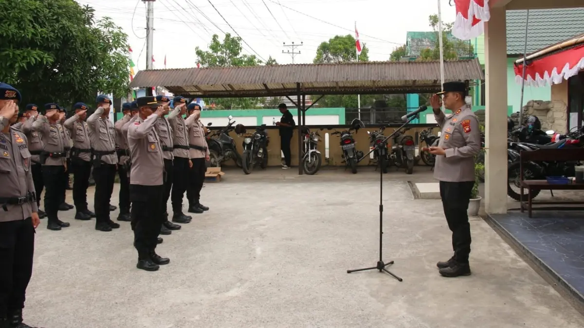 Sebanyak 60 personel Brimob saat apel kesiapsiagaan.
