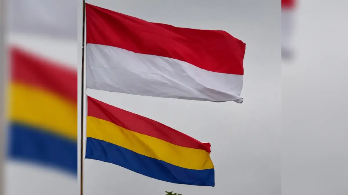 Bendera borneo raya yang berkibar di bawah bendera merah putih di Kaltim jelang HUT RI ke 81. (DOK JAWA POS)    
