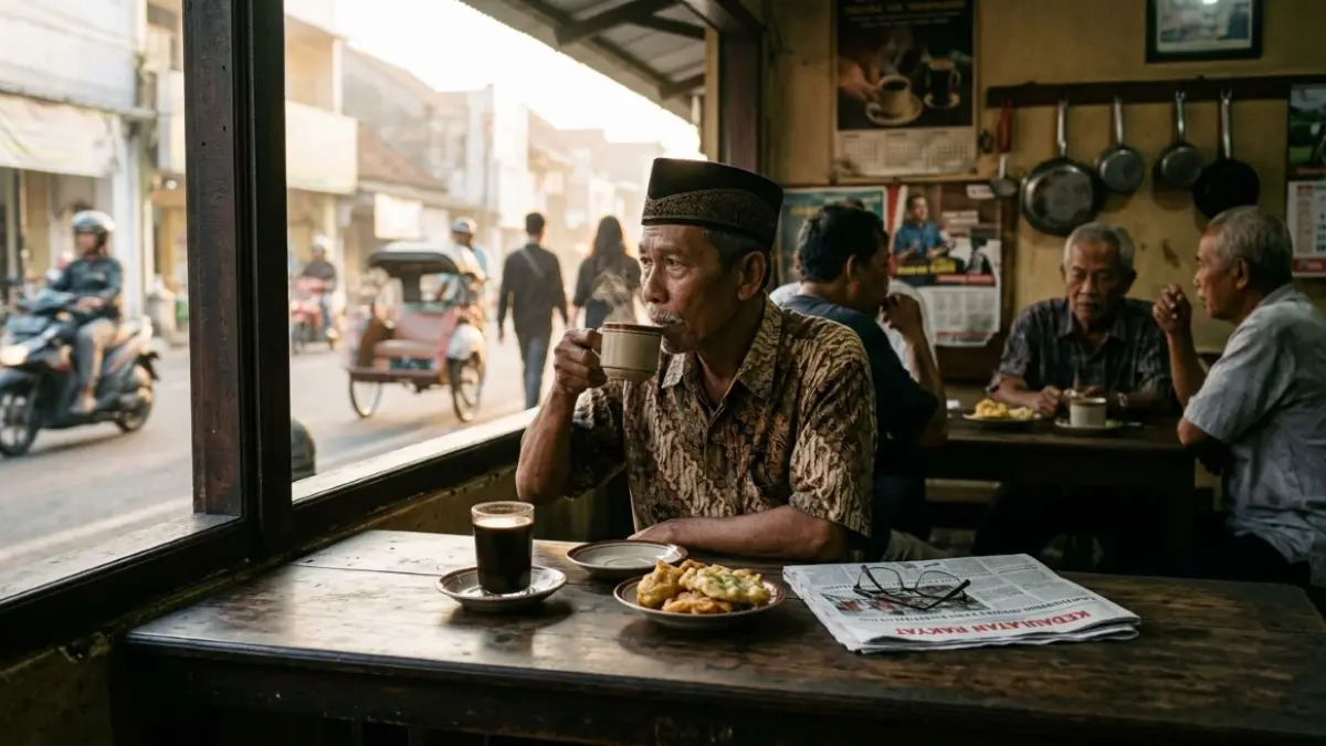 Ilustrasi - Minum secangkir kopi di pagi hari. (GGI)