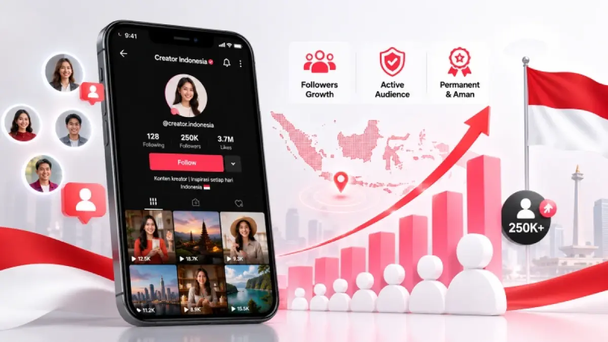 Ilustrasi pertumbuhan followers TikTok sebagai bagian dari strategi membangun kredibilitas dan memperluas jangkauan audiens. 