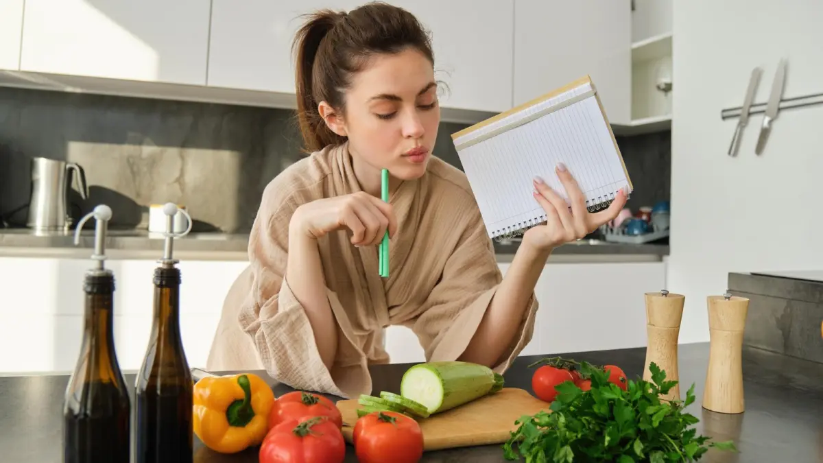 Ilustrasi seorang wanita sedang menyiapkan menu vegetarian untuk sehari-hari. (MAGNIFIC)