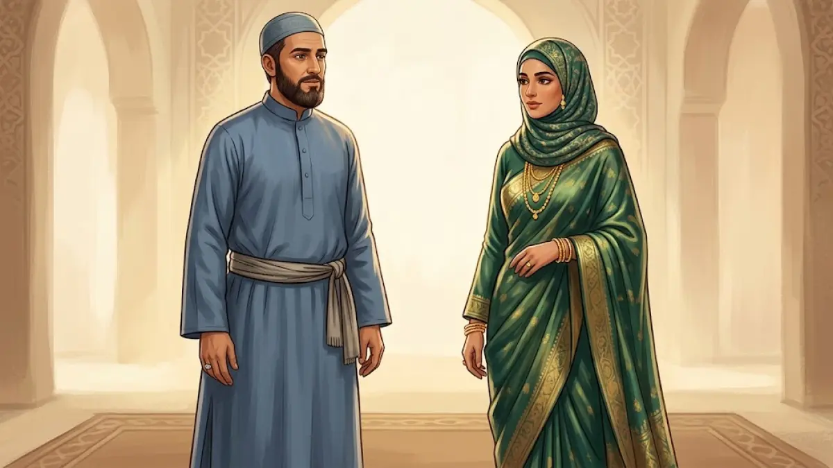 Ilustrasi pakaian berbahan sutra dan perhiasan emas yang memiliki ketentuan berbeda bagi laki-laki dan perempuan dalam fikih.