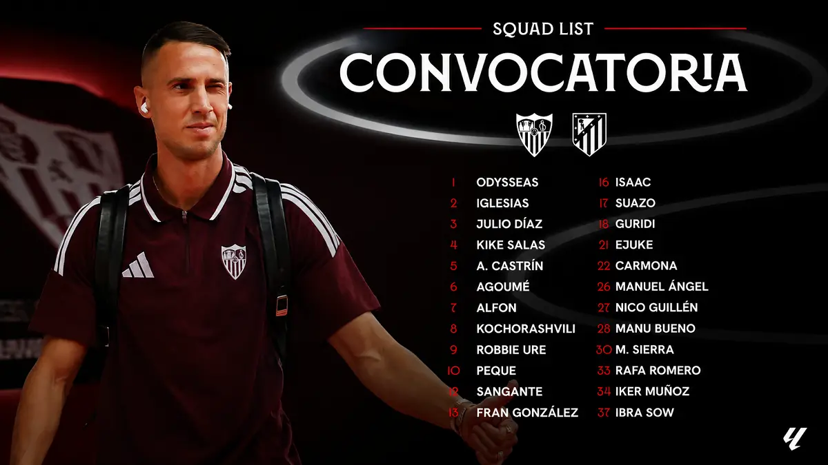 Skuad list Sevilla saat menjamu Atletico Madrid, Minggu (30/8) dini hari pukul 02.30 WIB. (IG@sevillafc)
