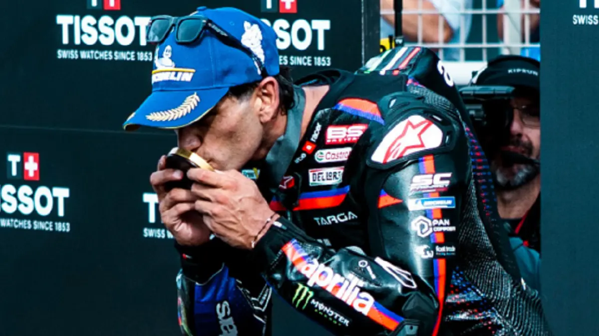 Jorge Martin berusaha mempertahankan kecepatannya dalam Sprint MotoGP Aragon 2026.(INSTAGRAM/@89jorgemartin)