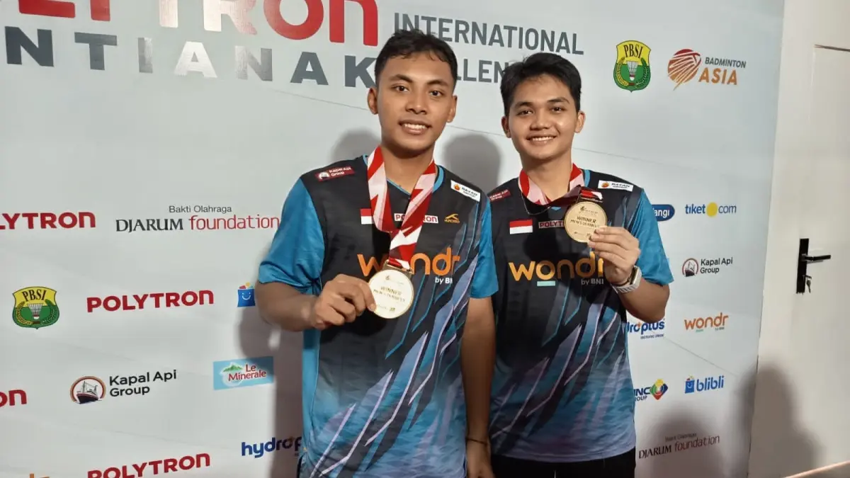 Pasangan ganda putra pebulutangkis Indonesia Prasetyo/Ramadan berhasil meraih juara Polytron Pontianak International Challenge. (ISTIMEWA)