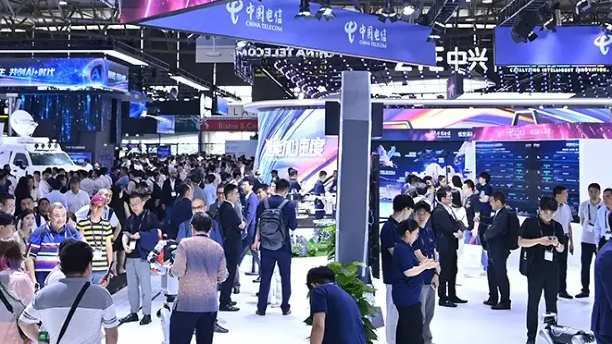 Zona pameran ekosistem industri 6G terlihat dalam ajang Mobile World Congress Shanghai 2026 di Shanghai, Tiongkok, 24 Juni 2026.