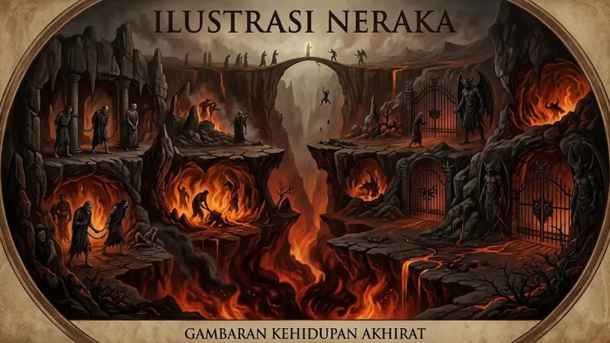 Ilustrasi neraka sebagai gambaran kehidupan akhirat yang disebutkan dalam Alquran.