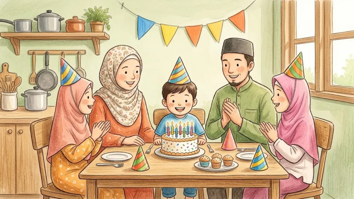 Ilustrasi perayaan ulang tahun yang menjadi pembahasan mengenai hukum perayaan hari kelahiran dalam Islam.