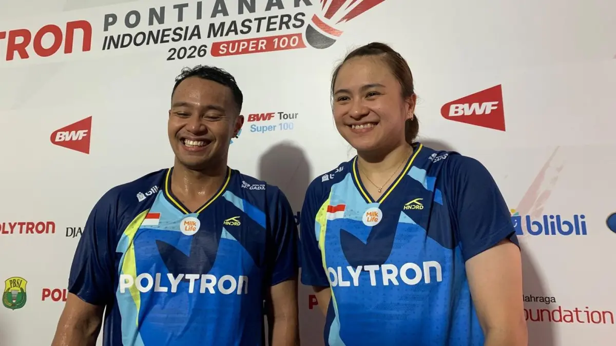 Pebulutangkis ganda campuran Indonesia Rehan Naufal Kusharjanto/Melati Daeva Oktavianti berhasil melangkah ke semi final Polytron Pontianak Indonesia Masters 2026. (ISTIMEWA)