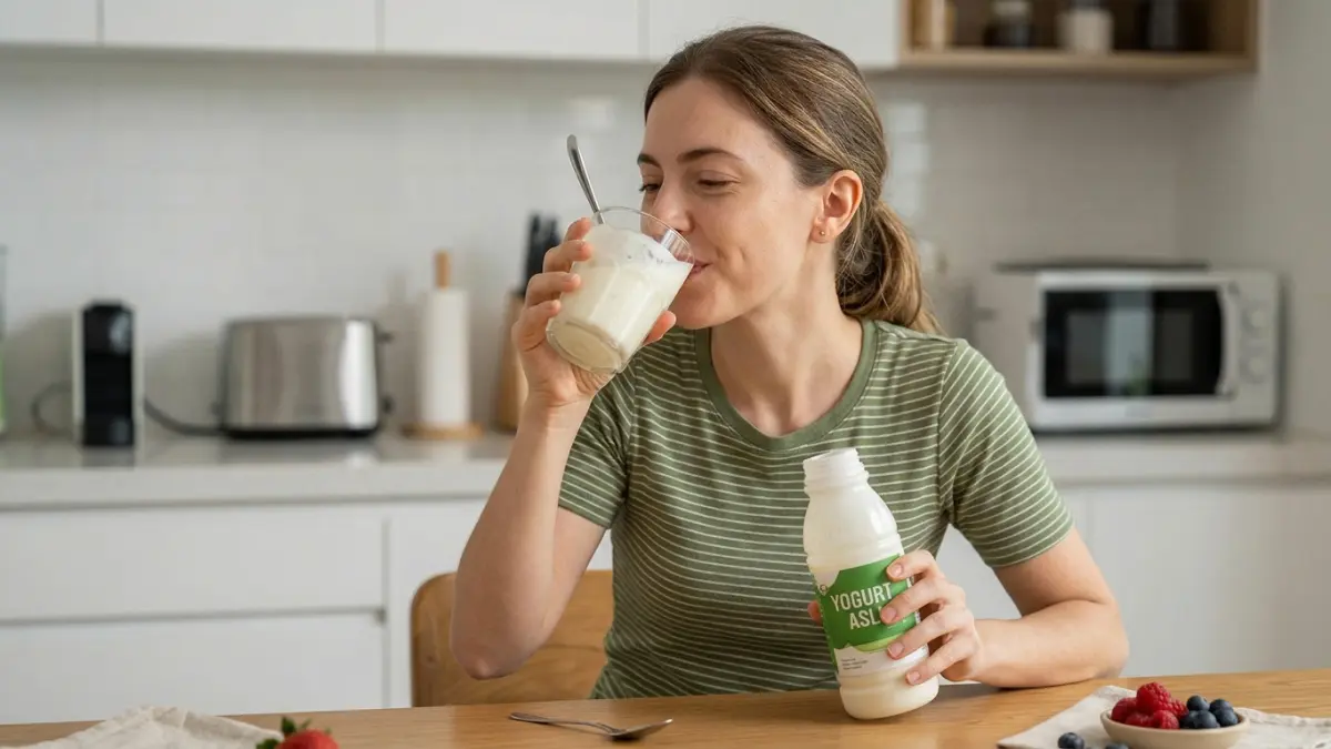 Ilustrasi meminum yogurt (AI)