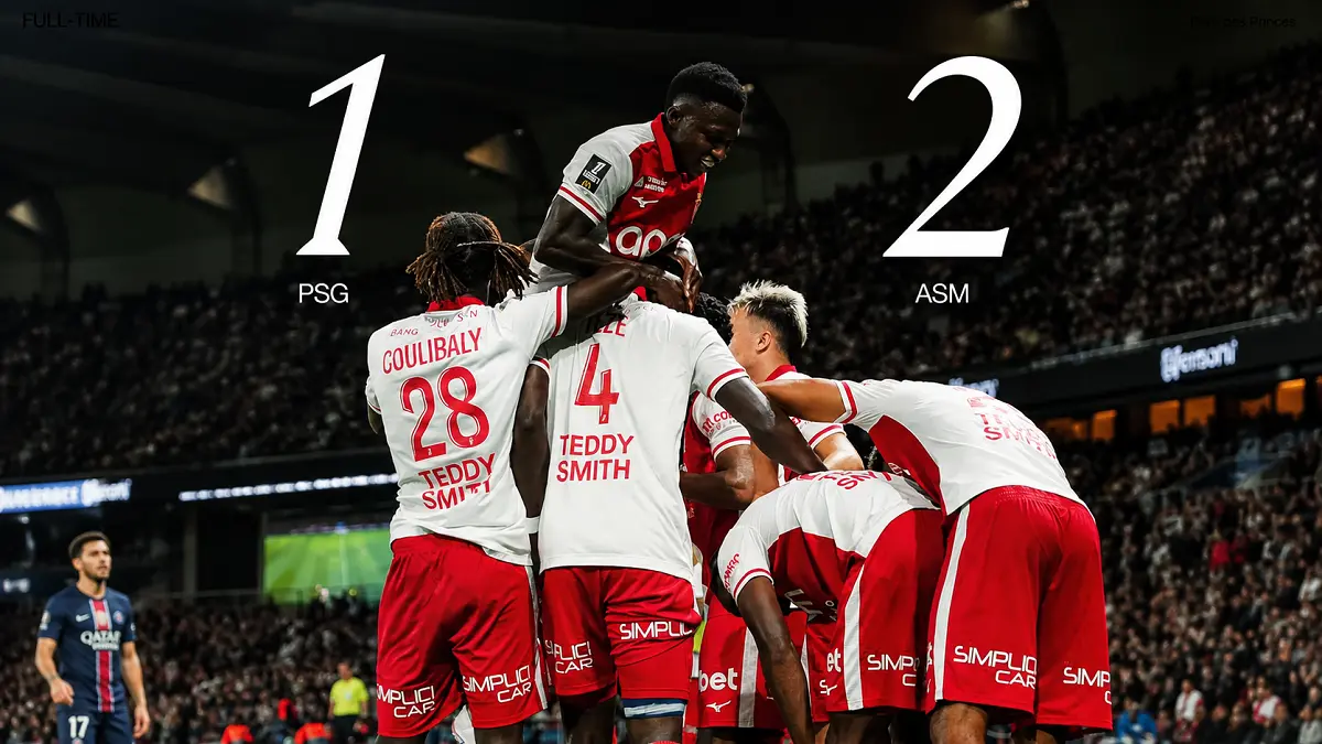 PSG kalah 1-2 dari AS Monaco di Parc des Princes, Sabtu (5/9) dini hari WIB. (IG@asmonaco)