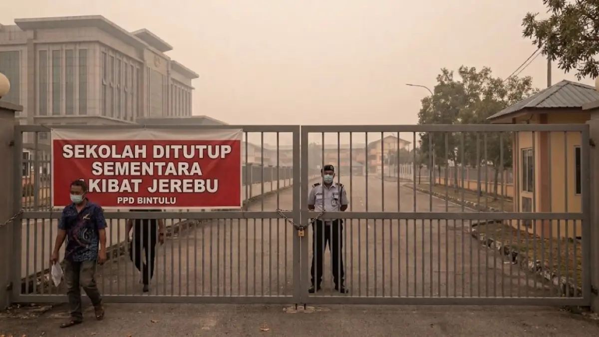 Salah satu dari ratusan sekolah di Sarawak, Malaysia yang ditutup sementara akibat jerebu atau kabut asap. Penutupan dijadwalkan pada 7-11 September 2026. (Utusan Sarawak)