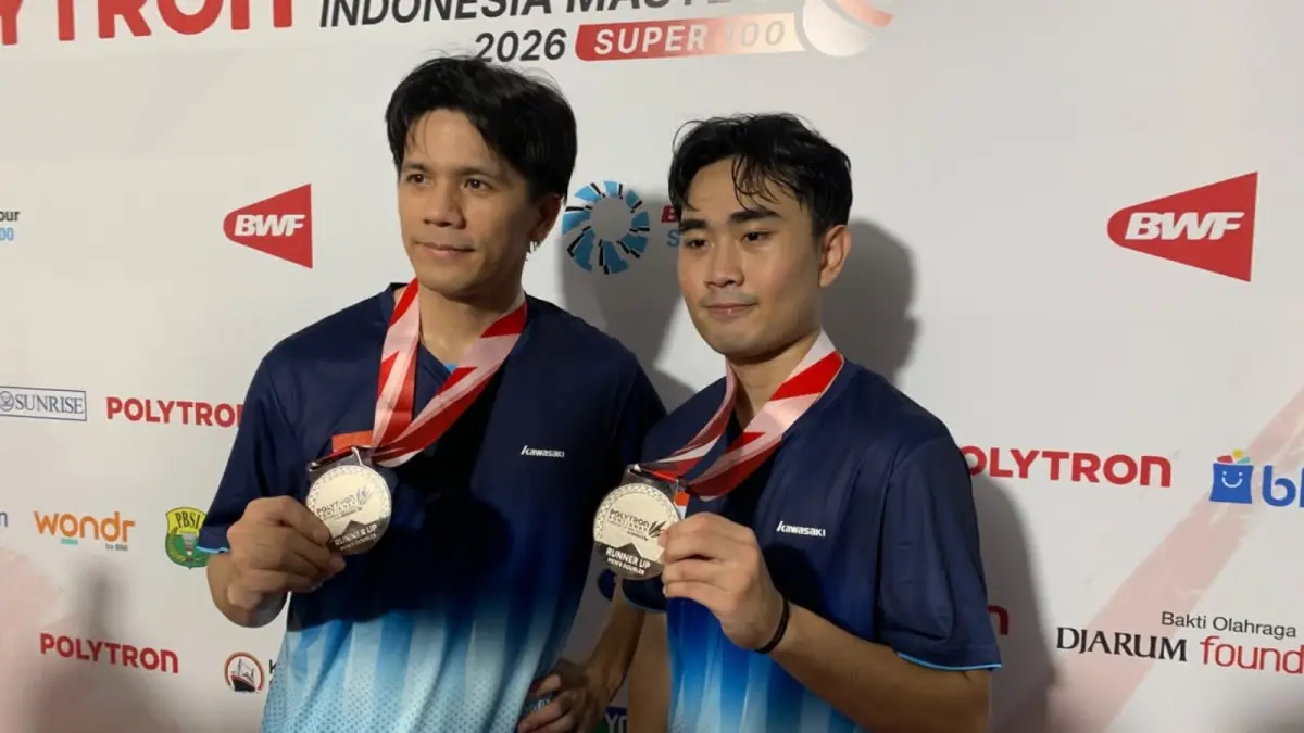 Pasangan ganda putra Indonesia, Yeremia Erich Yoche Yacob Rambitan/Patra Rindorindo, harus puas menjadi runner up Polytron Pontianak Indonesia Masters 2026 di GOR A Yani Terpadu, Pontianak, Minggu (6/9). (ISTIMEWA)