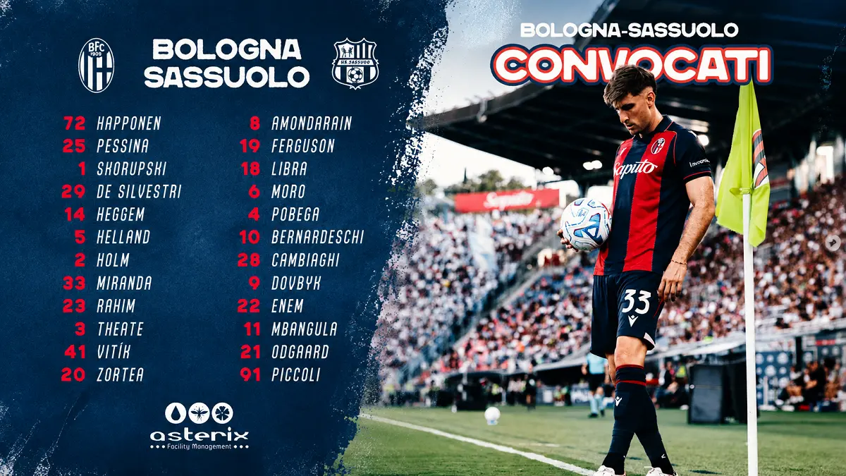 Skuad list Bologna saat menghadapi Sassuolo dalam Derby Emilia di Stadio Renato Dall