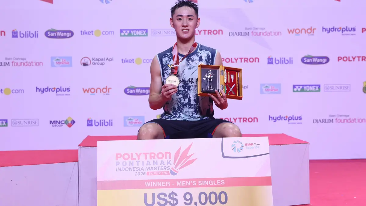 Wang Po We juara tunggal putra Polytron Pontianak Indonesia Masters 2026.
