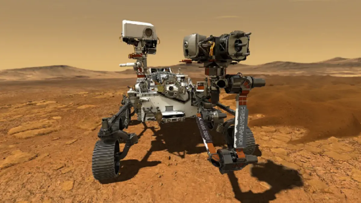Rover Perseverance meneliti batuan di Mars yang menyimpan karbon organik kompleks dari lingkungan sungai purba di Jezero Crater.(Dok. Nasa)&nbsp;