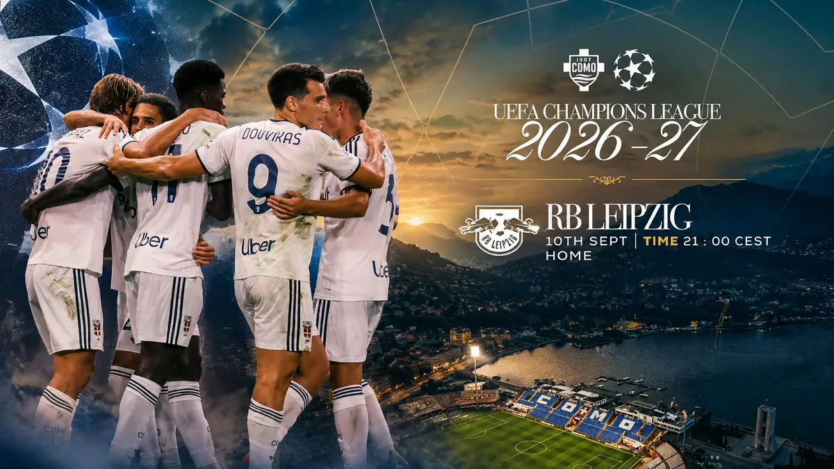 Como 1907 membidik kemenangan atas RB Leipzig pada laga debut Liga Champions di Stadio Giuseppe Sinigaglia. (IG@comofootball/Diolah)
