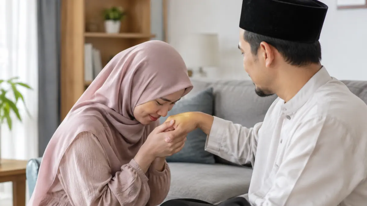 Ilustrasi pasangan suami istri dalam kehidupan rumah tangga.